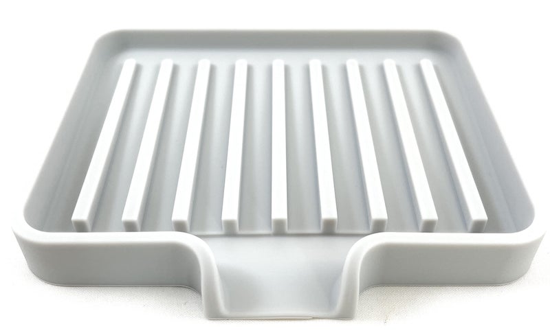 Happitasa Silicone Soap Dish Tray and Sponge Holder with Drain Chute  Pack of 2 | Bathroom and Kitchen Sink Organizer Caddy (Light Grey  5.2""x4""  7.2 Ounces) - Image 1